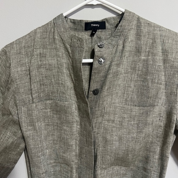 Theory Patch-Pocket Jumpsuit in Hemp. Size 00 color - willow melange - Picture 6 of 14